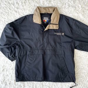 Vintage Continental Airlines Men Windbreaker Size Large Black Hartwell ViaSport